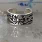 Wide floral ring toe band size 2 adjustable sterling silver women girls