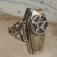 Vintage Sterling Silver Gothic Coffin Pentagram Secret Compartment Poison Ring Size 7.25