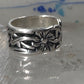Wide floral ring toe band size 2 adjustable sterling silver women girls