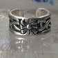 Wide floral ring toe band size 2 adjustable sterling silver women girls