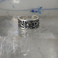 Wide floral ring toe band size 2 adjustable sterling silver women girls