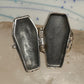 Vintage Sterling Silver Gothic Coffin Pentagram Secret Compartment Poison Ring Size 7.25
