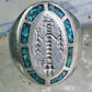 Vintage Kachina ring Turquoise Heavy band size 11 sterling silver women men