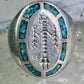 Vintage Kachina ring Turquoise Heavy band size 11 sterling silver women men