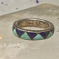 Vintage turquoise lapis ring southwestern wedding band size 5.75 sterling silver women