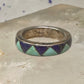 Vintage turquoise lapis ring southwestern wedding band size 5.75 sterling silver women
