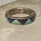 Vintage turquoise lapis ring southwestern wedding band size 5.75 sterling silver women