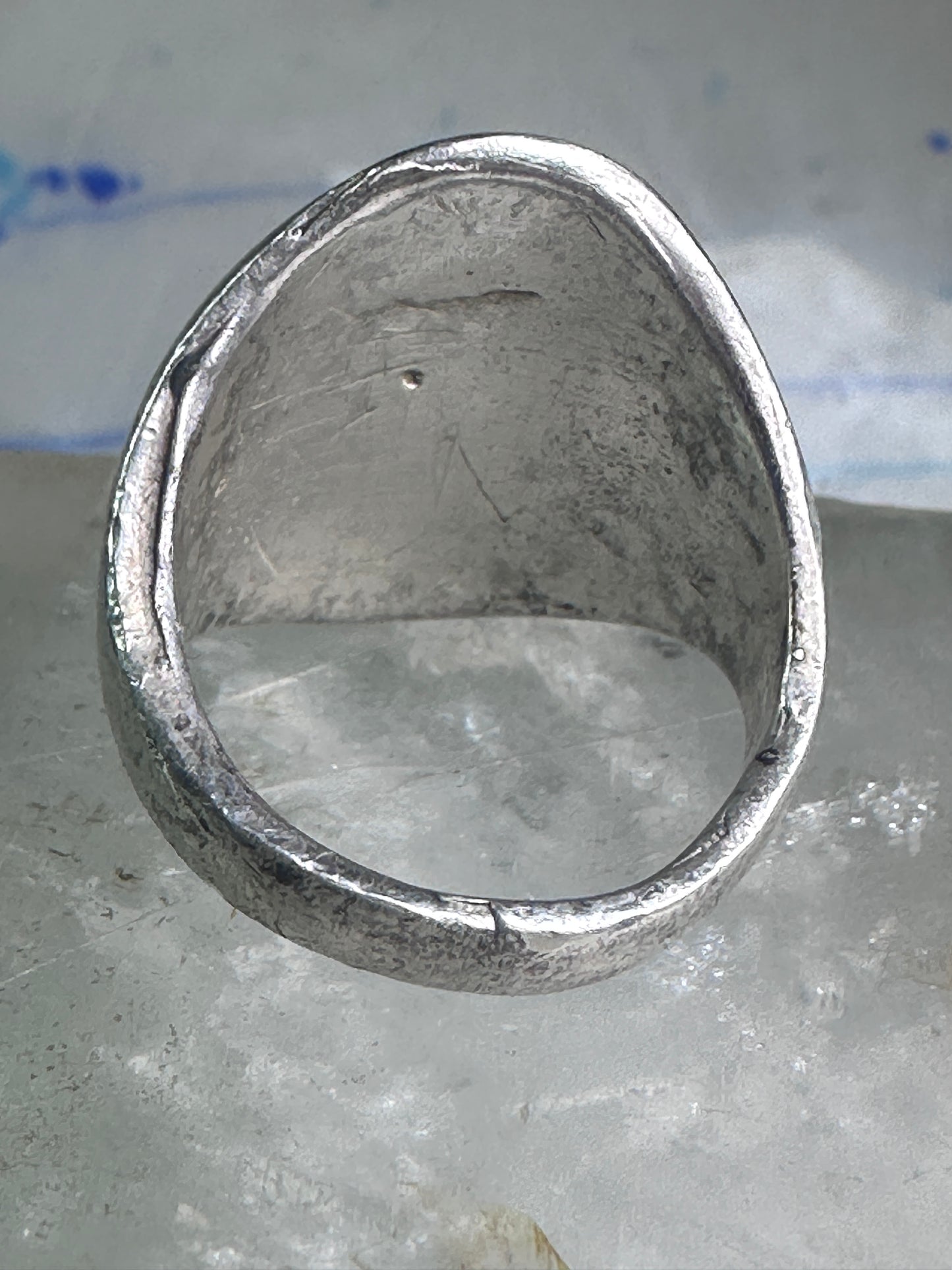 Vintage Kachina ring Turquoise Heavy band size 11 sterling silver women men