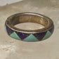 Vintage turquoise lapis ring southwestern wedding band size 5.75 sterling silver women