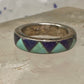 Vintage turquoise lapis ring southwestern wedding band size 5.75 sterling silver women