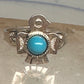 Vintage Sterling Silver Fred Harvey Thunderbird Turquoise Pinky Signet Ring Size 4.75 925