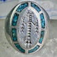 Vintage Kachina ring Turquoise Heavy band size 11 sterling silver women men