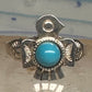 Vintage Sterling Silver Fred Harvey Thunderbird Turquoise Pinky Signet Ring Size 4.75 925