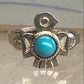 Vintage Sterling Silver Fred Harvey Thunderbird Turquoise Pinky Signet Ring Size 4.75 925