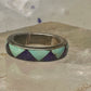 Vintage turquoise lapis ring southwestern wedding band size 5.75 sterling silver women