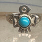 Vintage Sterling Silver Fred Harvey Thunderbird Turquoise Pinky Signet Ring Size 4.75 925
