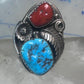 Navajo Turquoise Coral ring size_10 sterling silver women men