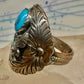 Vintage Sterling Silver Signed R Sadie Randolph Navajo Turquoise Eagle Feather Ring Size 13 925