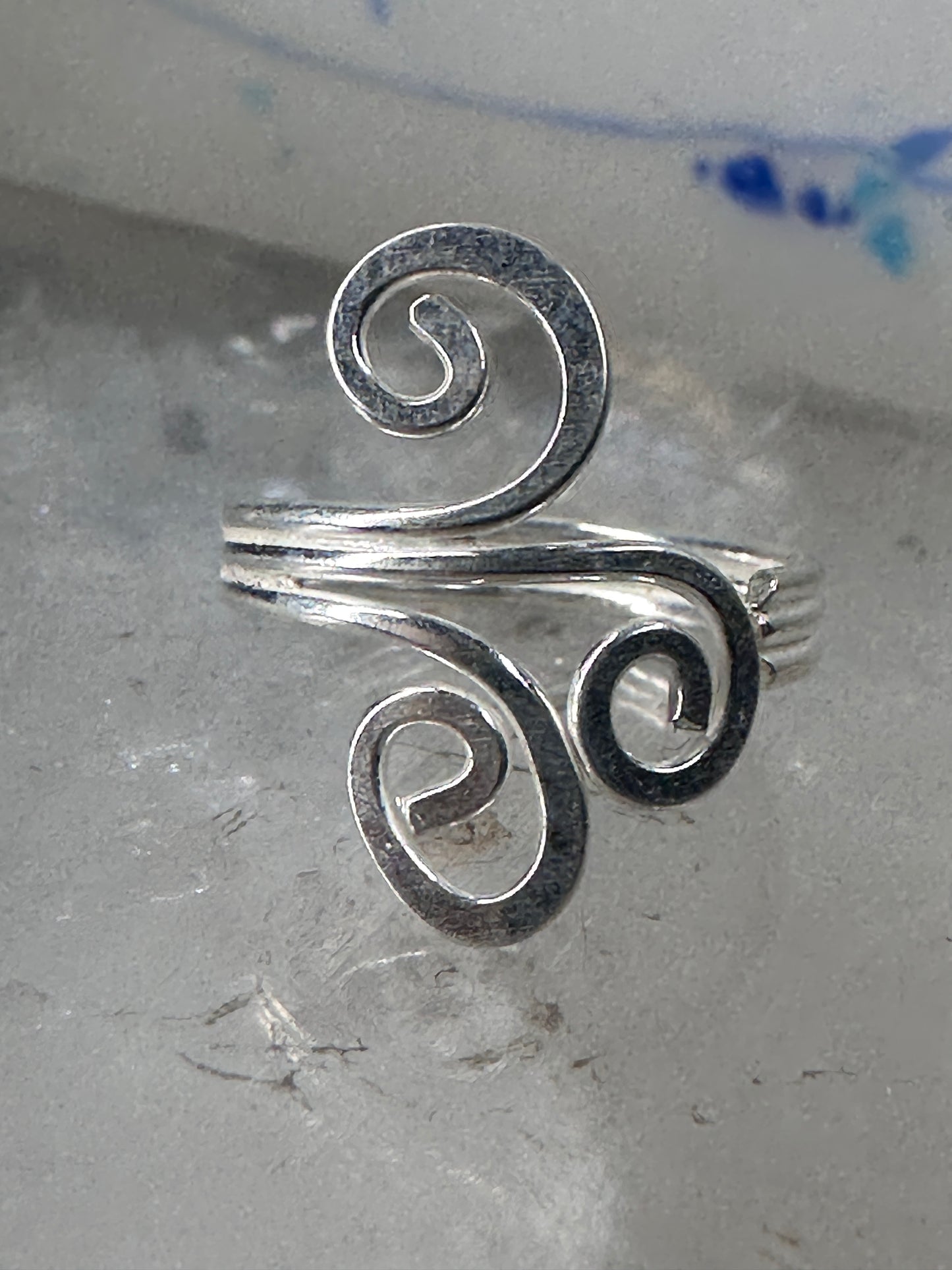 Spiral toe ring pinky floral toe band size 4 adjustable sterling silver women girls