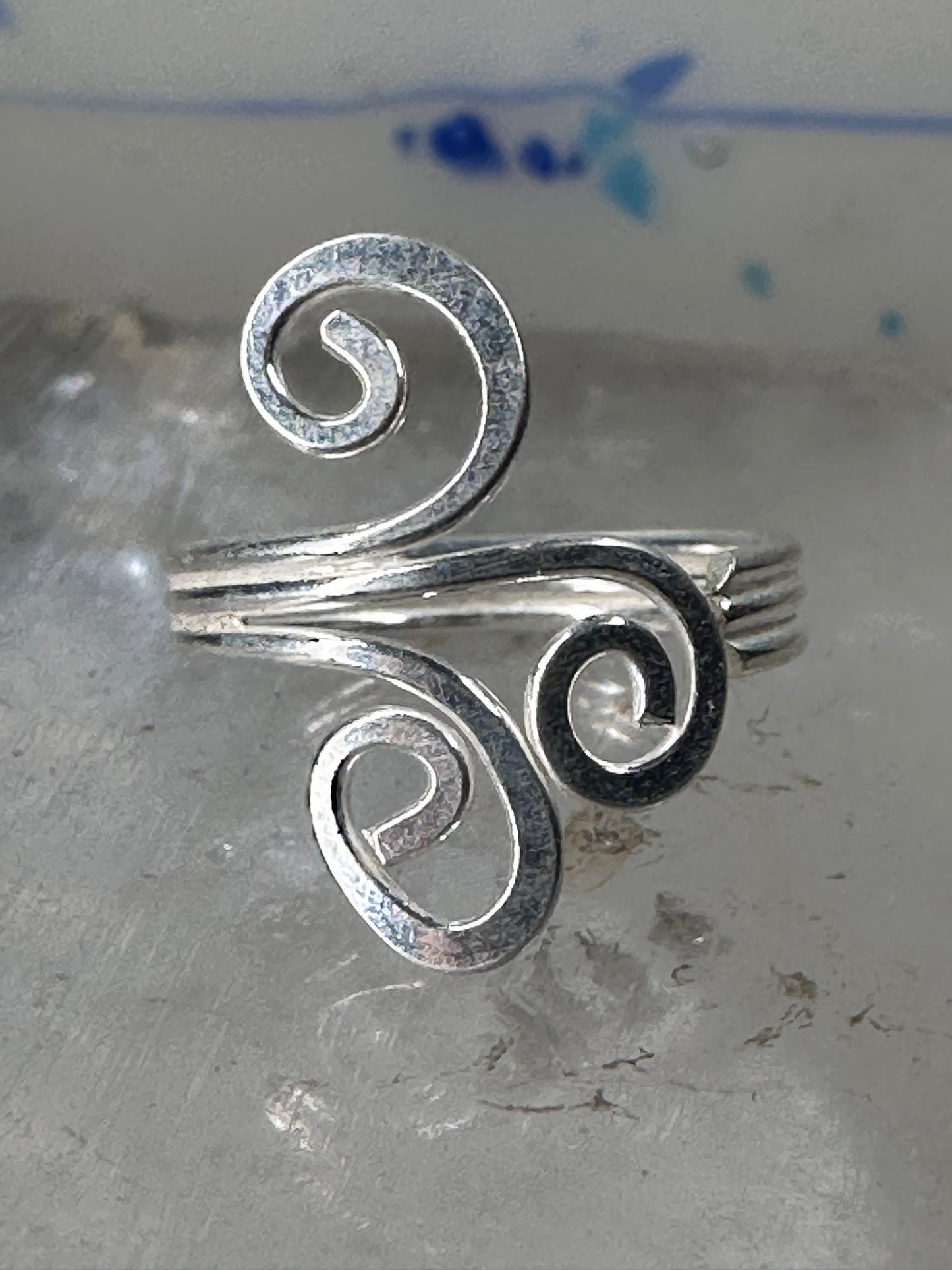 Spiral toe ring pinky floral toe band size 4 adjustable sterling silver women girls