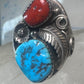 Navajo Turquoise Coral ring size_10 sterling silver women men