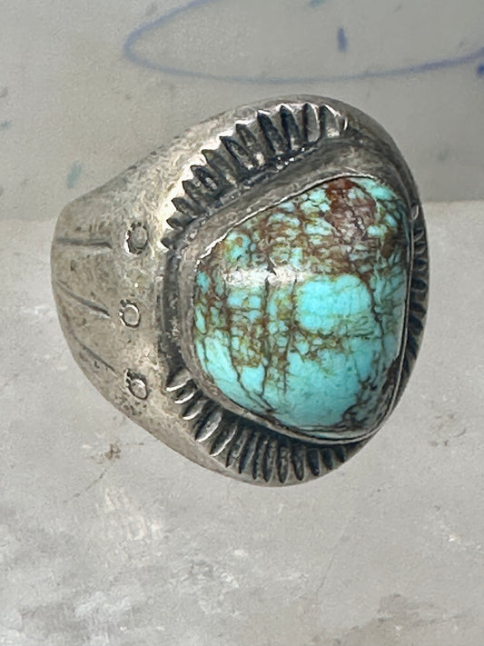 Navajo ring Turquoise heavy band sterling silver size 8 men women