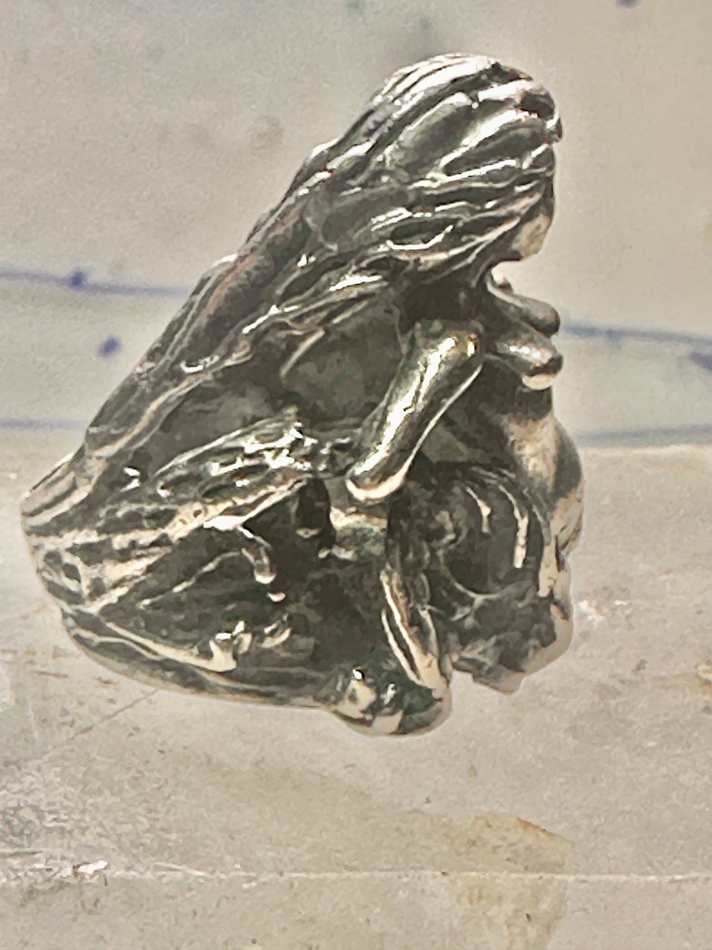 Mermaid ring size 9 heavy ocean sterling silver women men