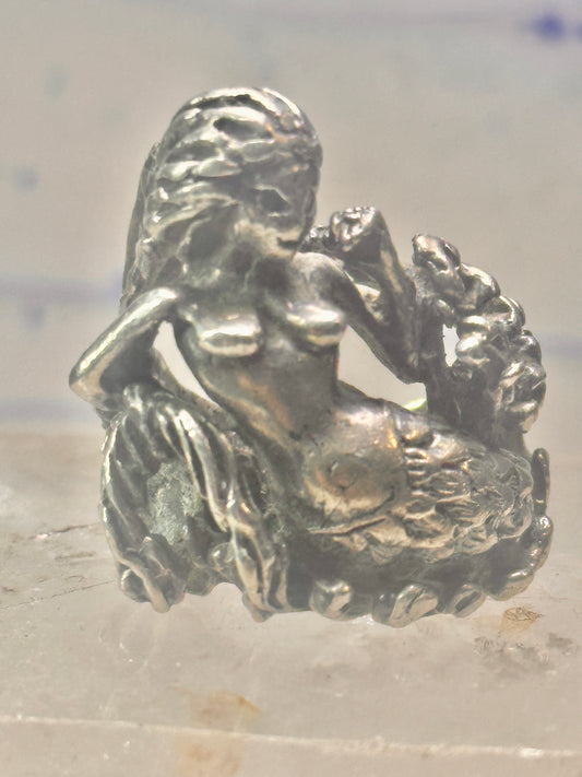Mermaid ring size 9 heavy ocean sterling silver women men