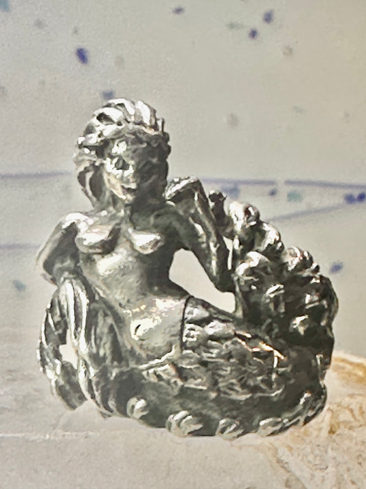 Mermaid ring size 9 heavy ocean sterling silver women men