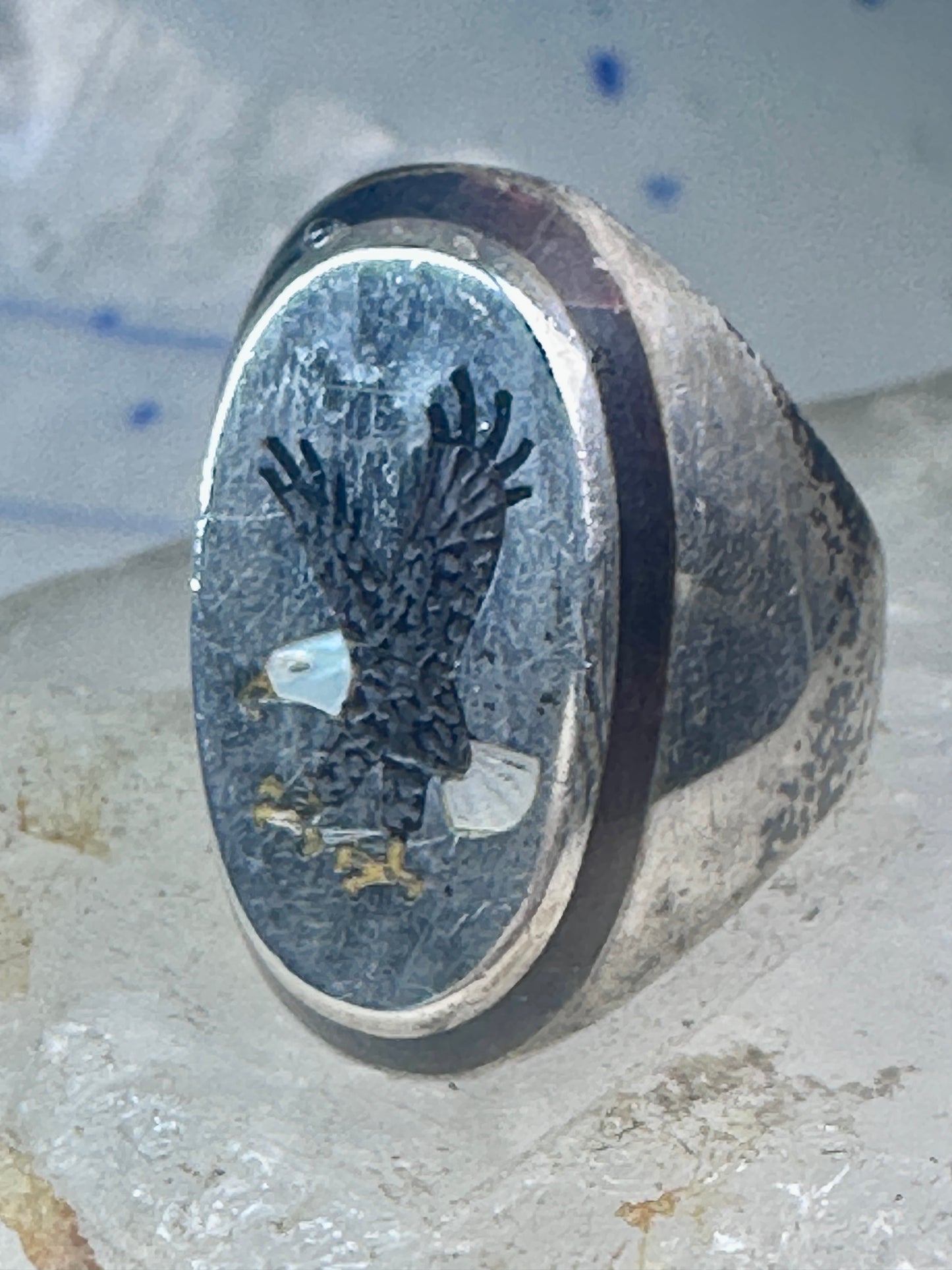 Navajo Eagle ring size_9.25 sterling silver women men signed BB