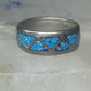 Vintage Zuni ring turquoise chips size 5.25 wedding band sterling silver