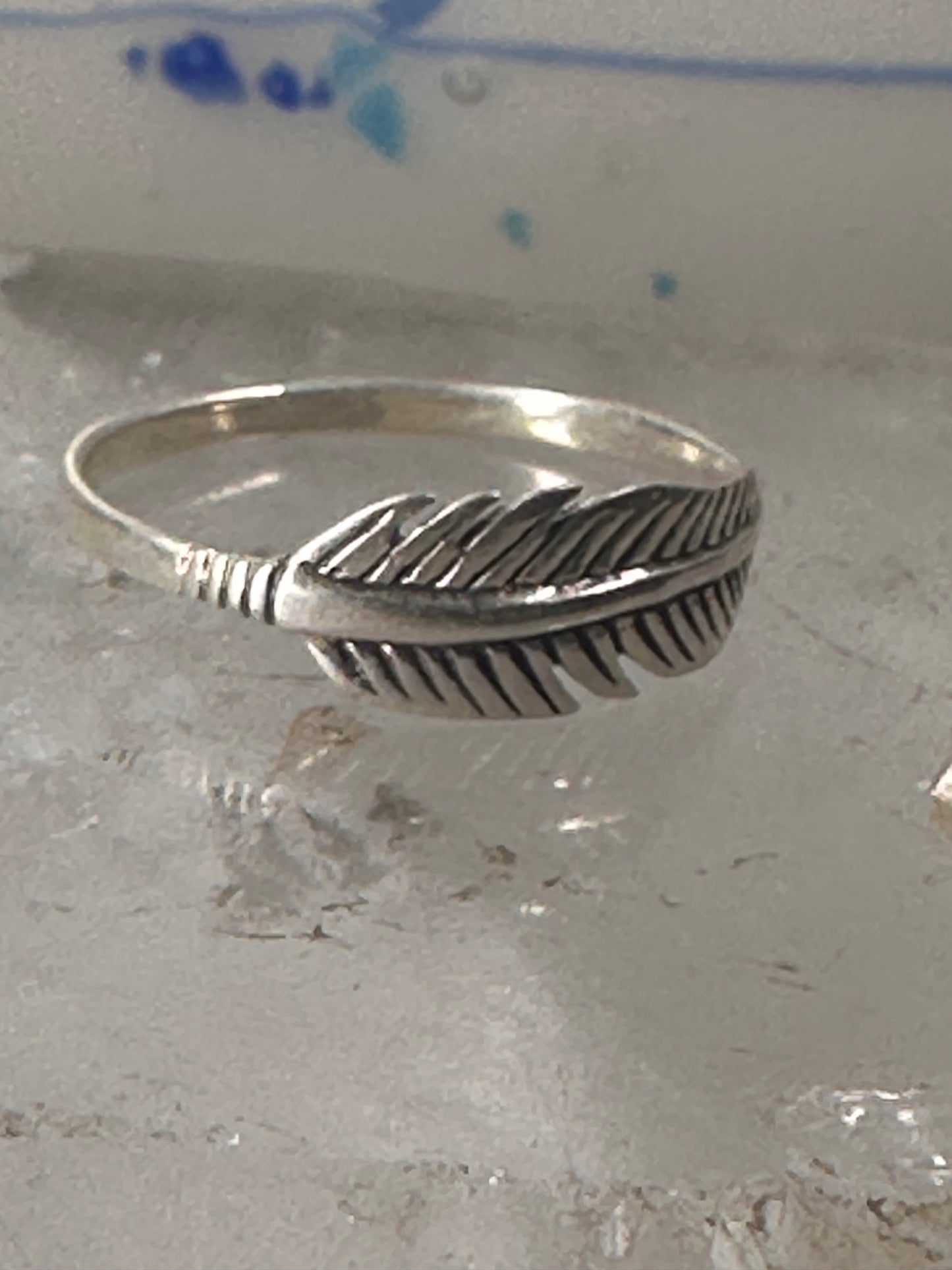 Feather ring feather stacker band size 7.50 sterling silver women girls
