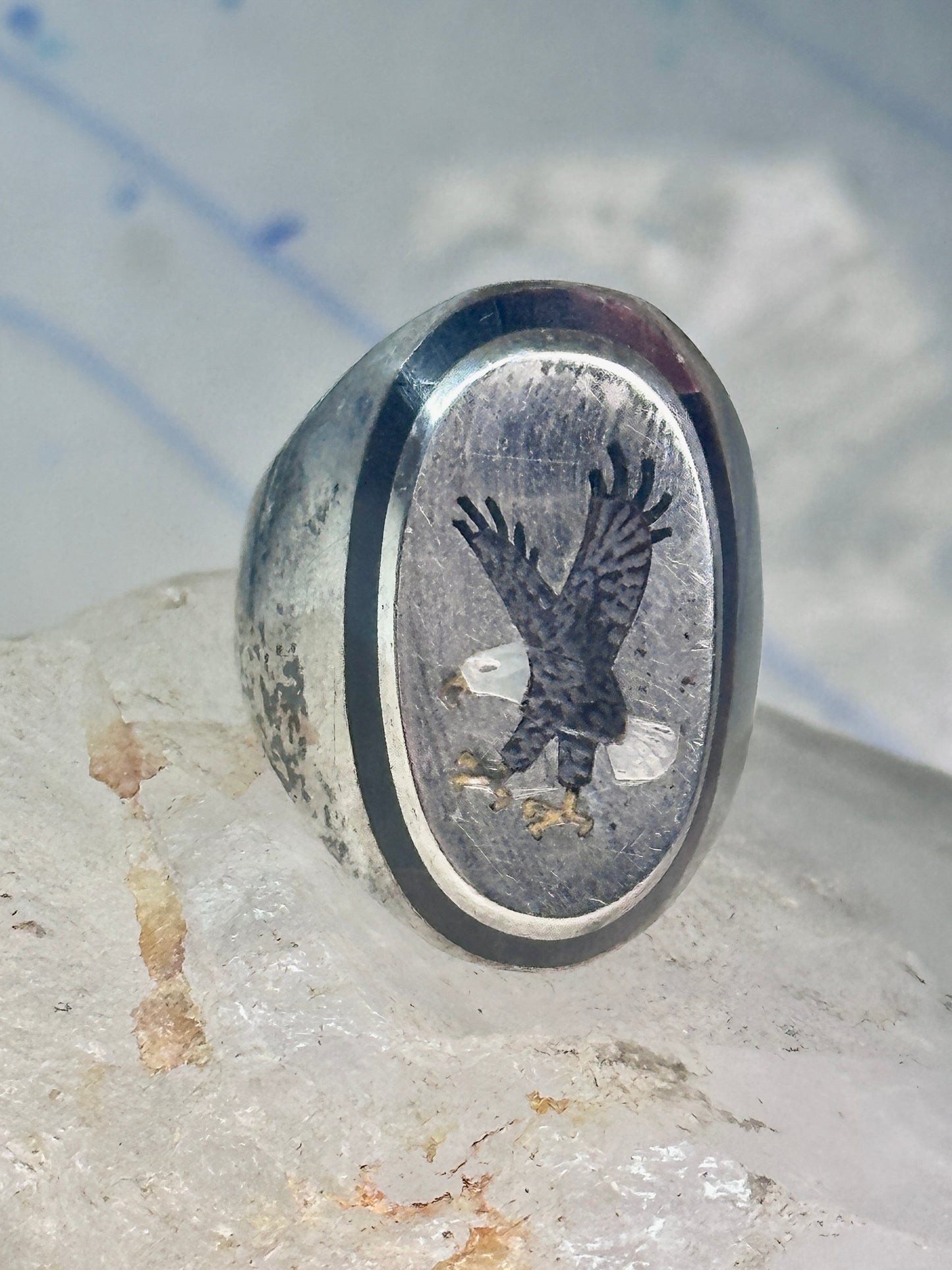 Navajo Eagle ring size_9.25 sterling silver women men signed BB