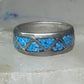 Vintage Zuni ring turquoise chips size 5.25 wedding band sterling silver
