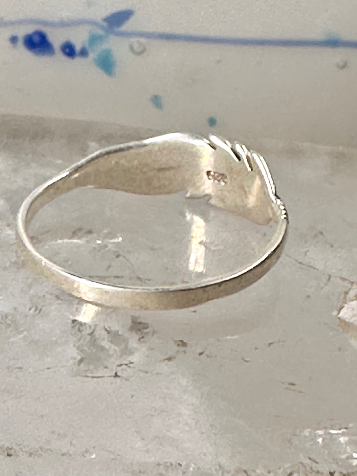 Feather ring Feather stacker band size 5 sterling silver women girls