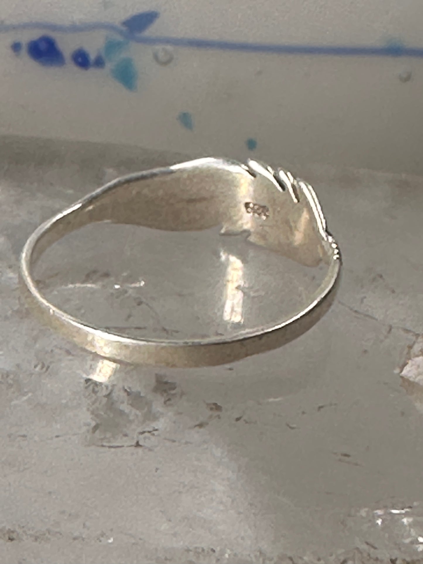 Feather ring feather stacker band size 7.50 sterling silver women girls