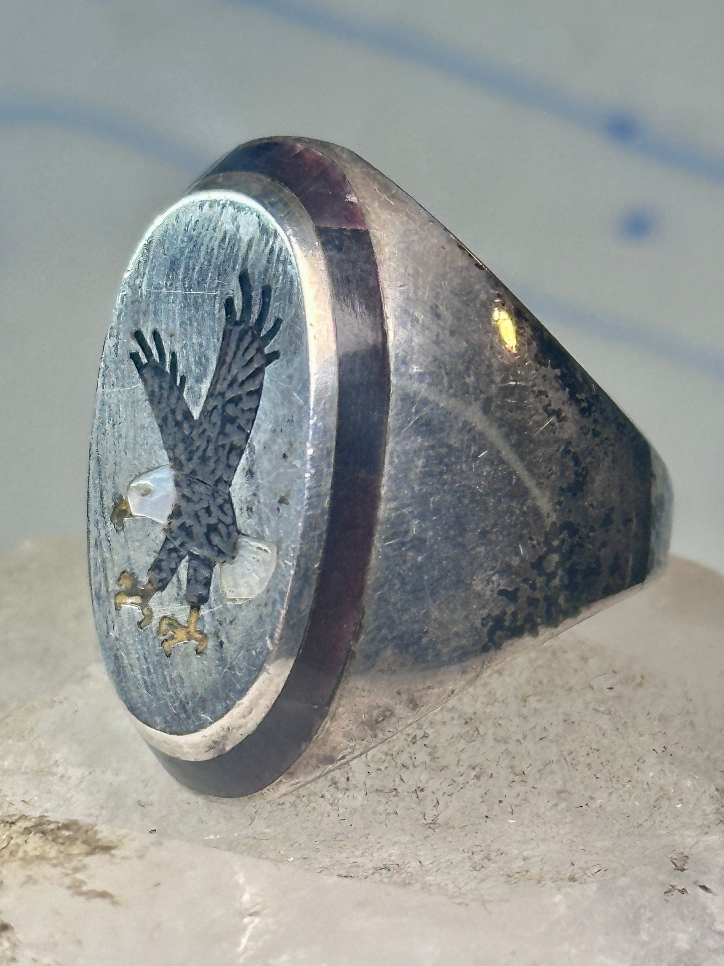Navajo Eagle ring size_9.25 sterling silver women men signed BB