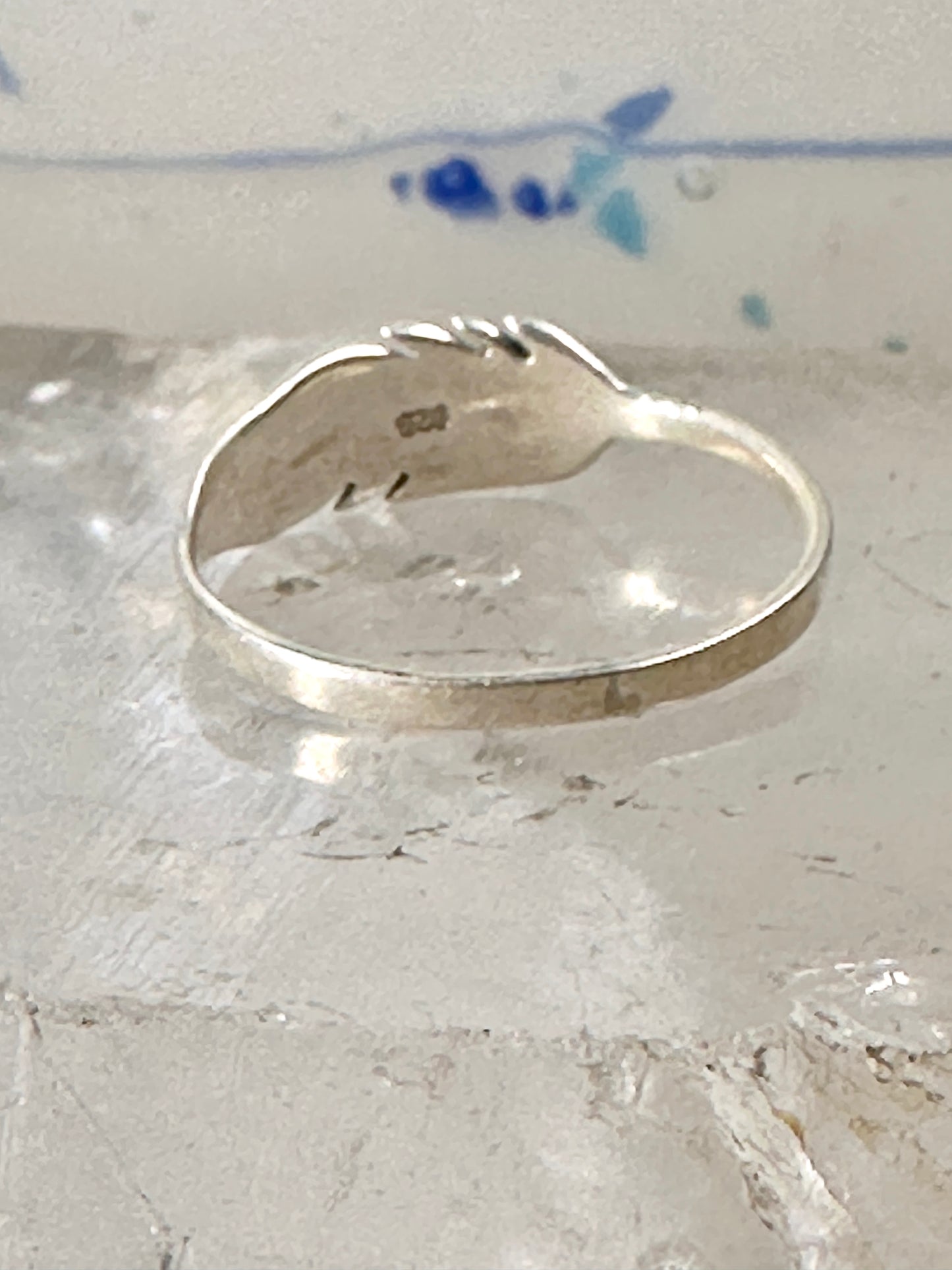 Feather ring Feather stacker band size 5 sterling silver women girls