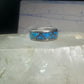 Vintage Zuni ring turquoise chips size 5.25 wedding band sterling silver
