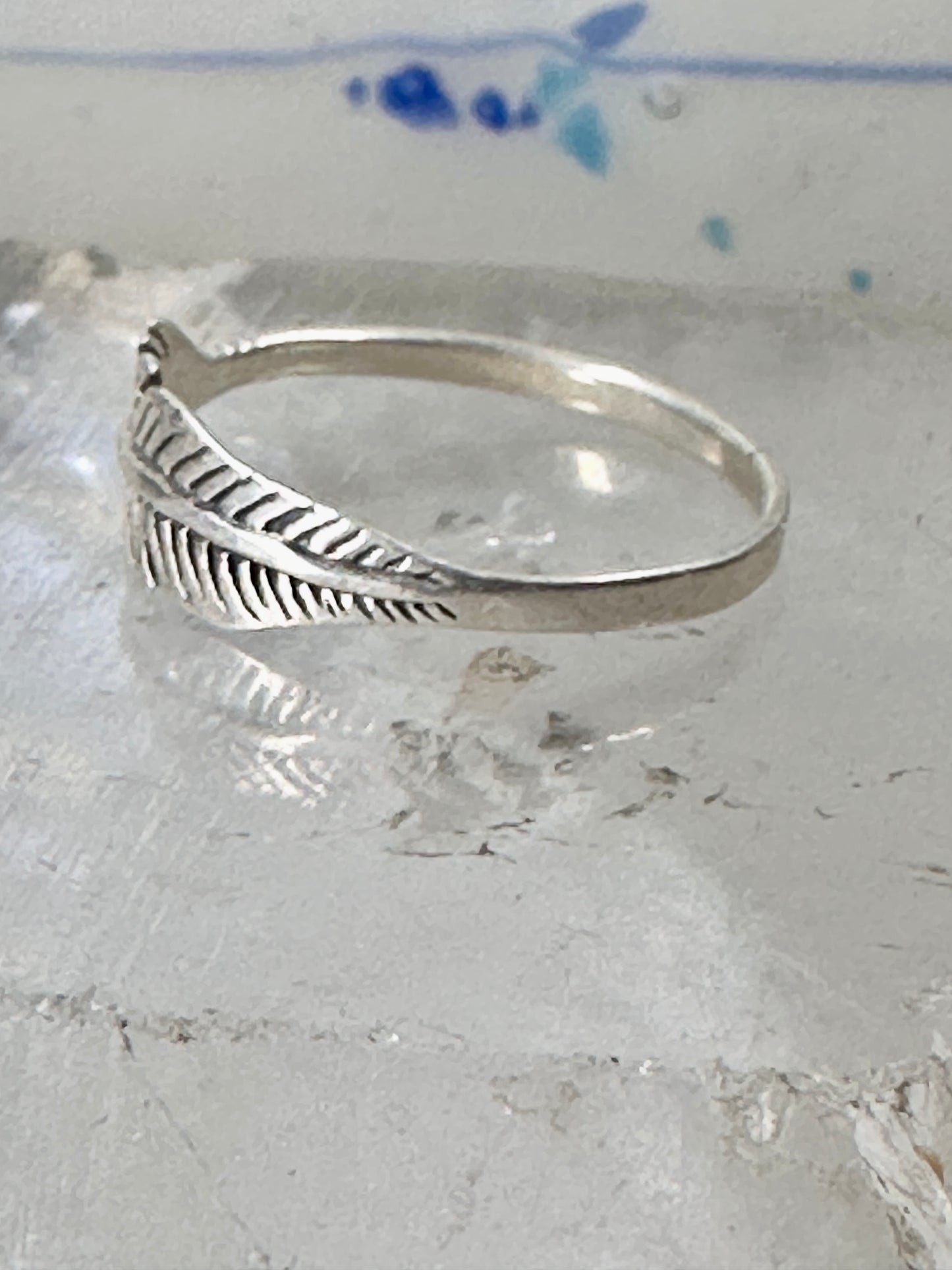 Feather ring Feather stacker band size 5 sterling silver women girls