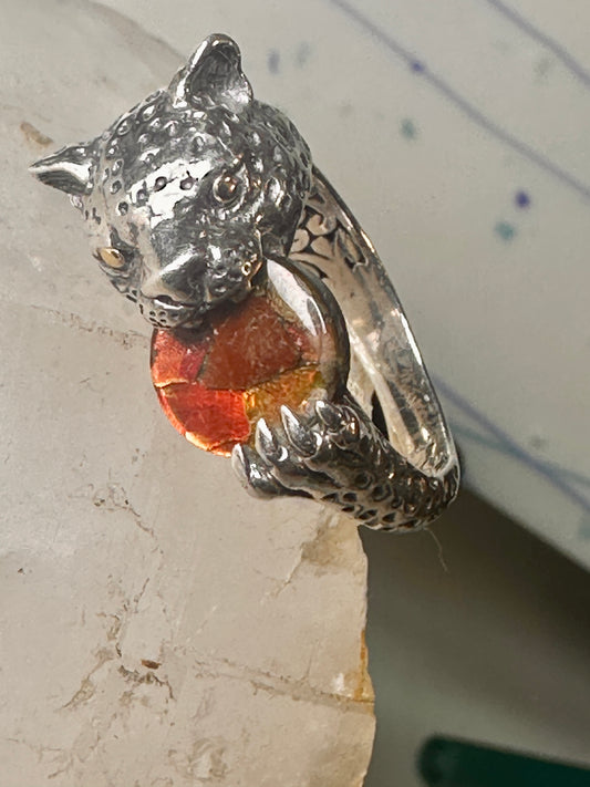 Tiger ring size 8 Sonia Bitton holding stone sterling silver women men signed SB
