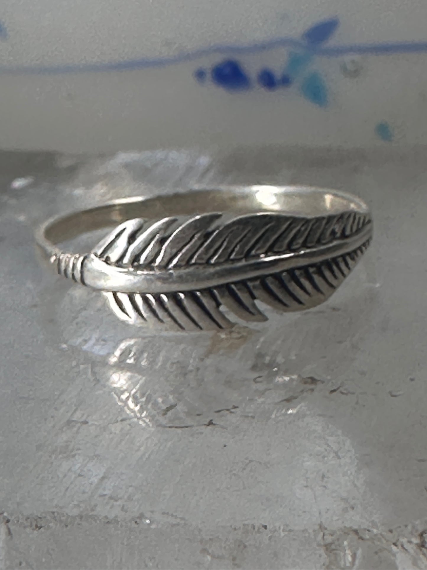 Feather ring feather stacker band size 7.50 sterling silver women girls