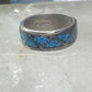 Vintage Zuni ring turquoise chips size 5.25 wedding band sterling silver