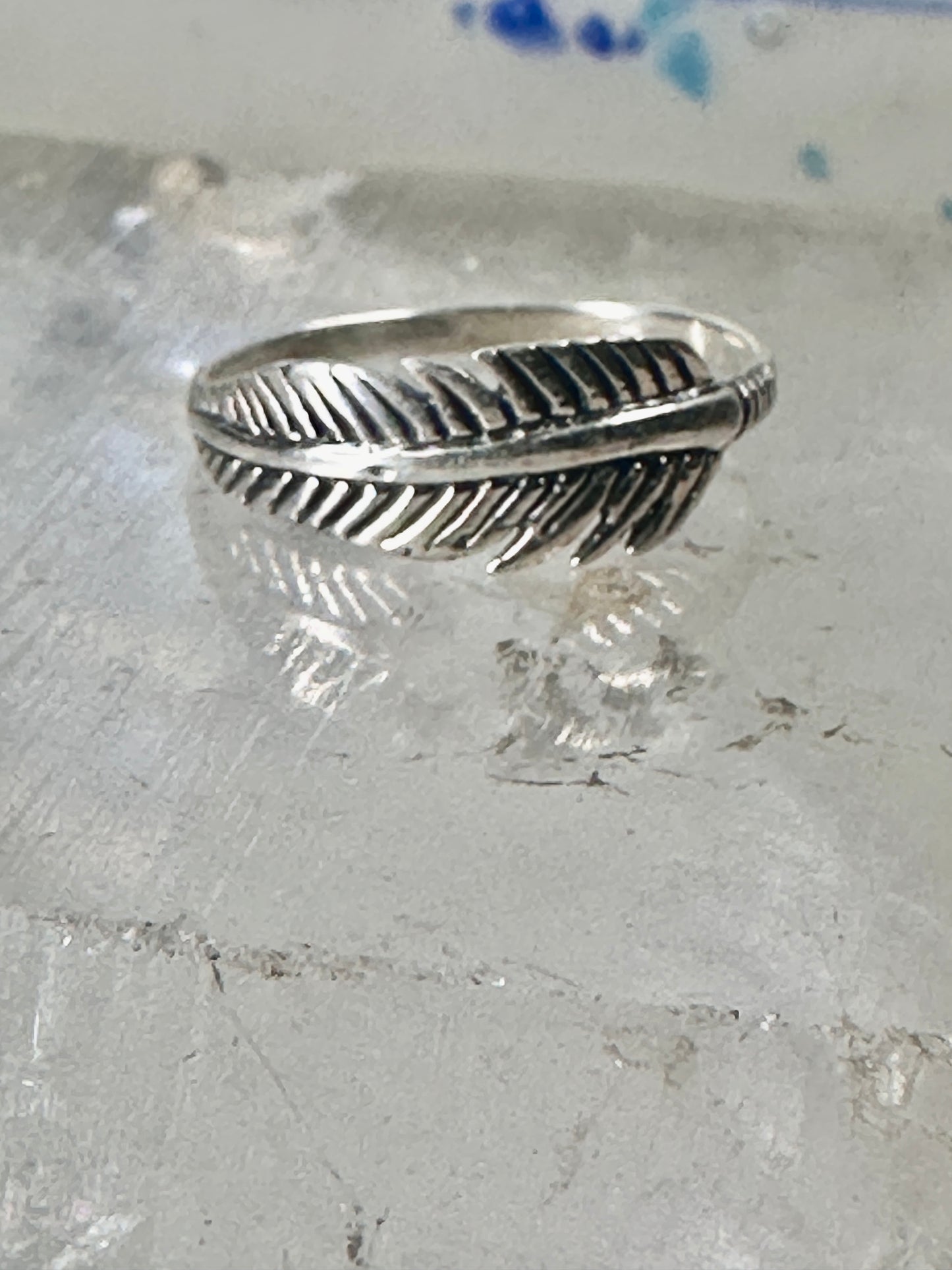 Feather ring Feather stacker band size 5 sterling silver women girls