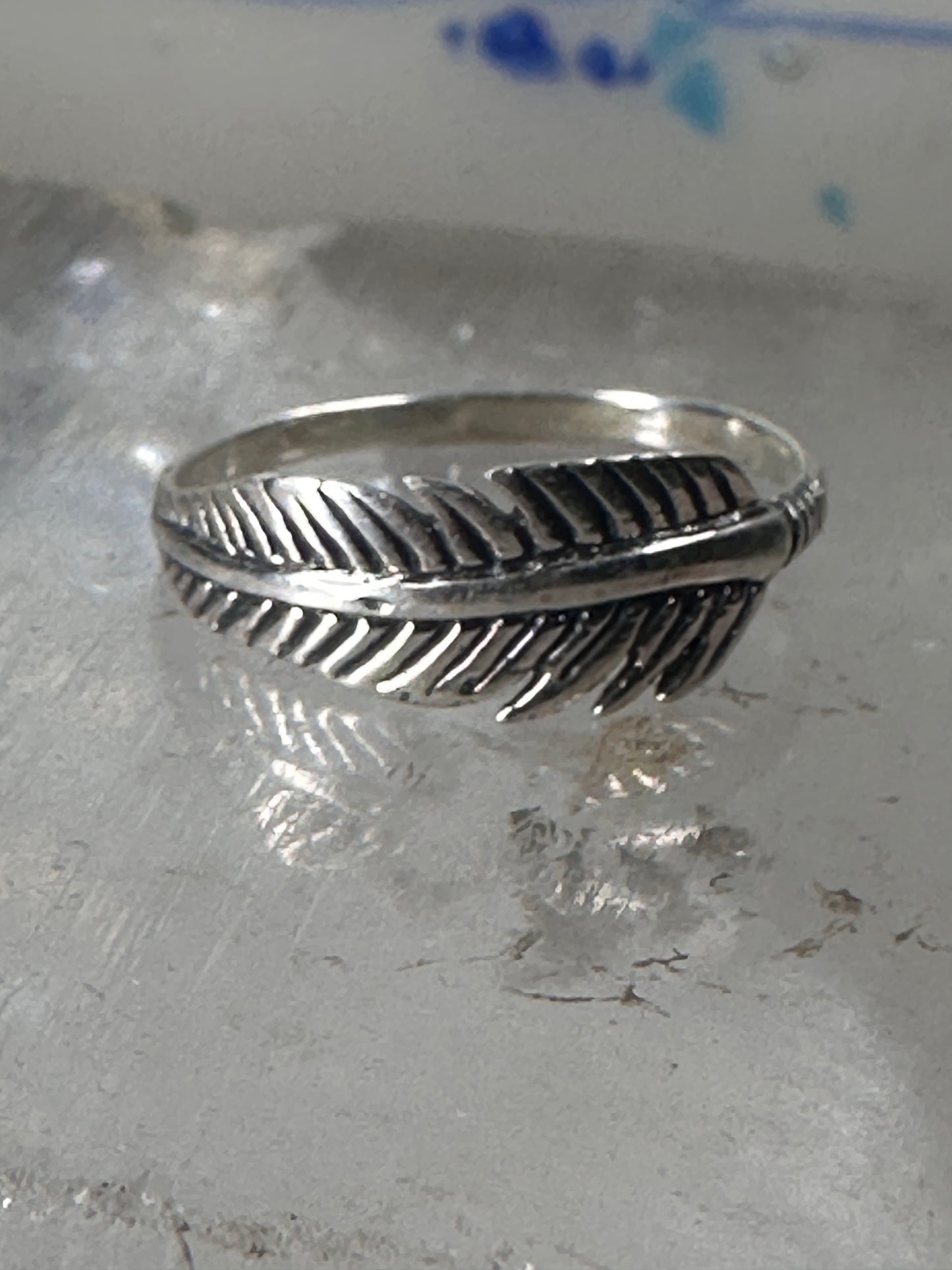 Feather ring feather stacker band size 7.50 sterling silver women girls