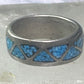 Vintage Zuni ring turquoise chips size 5.25 wedding band sterling silver