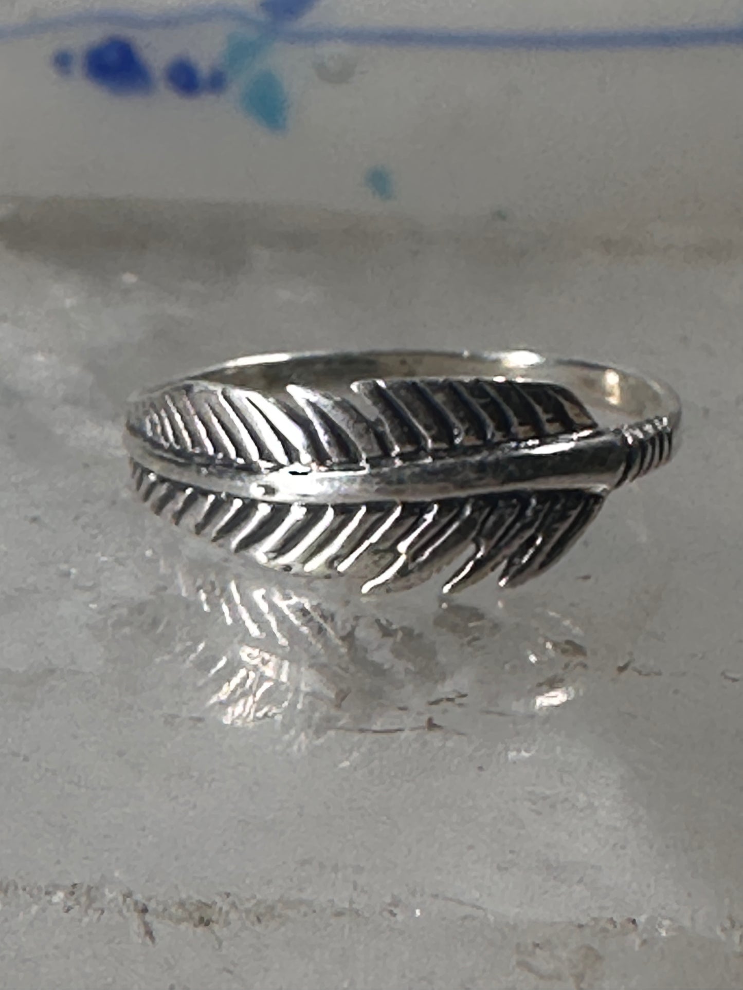 Feather ring feather stacker band size 7.50 sterling silver women girls