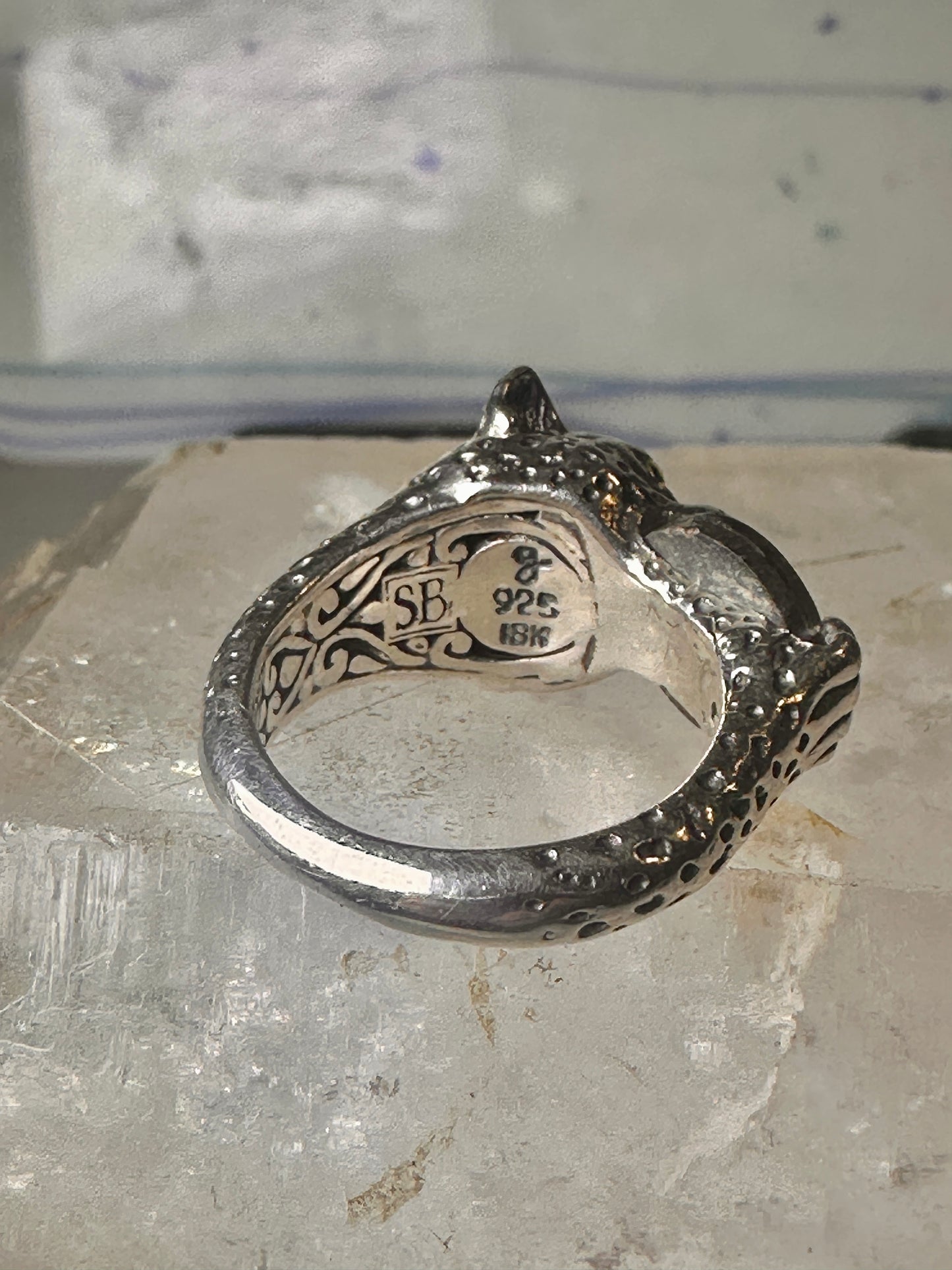 Tiger ring size 8 Sonia Bitton holding stone sterling silver women men signed SB