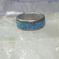 Vintage Zuni ring turquoise chips size 5.25 wedding band sterling silver