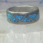 Vintage Zuni ring turquoise chips size 5.25 wedding band sterling silver